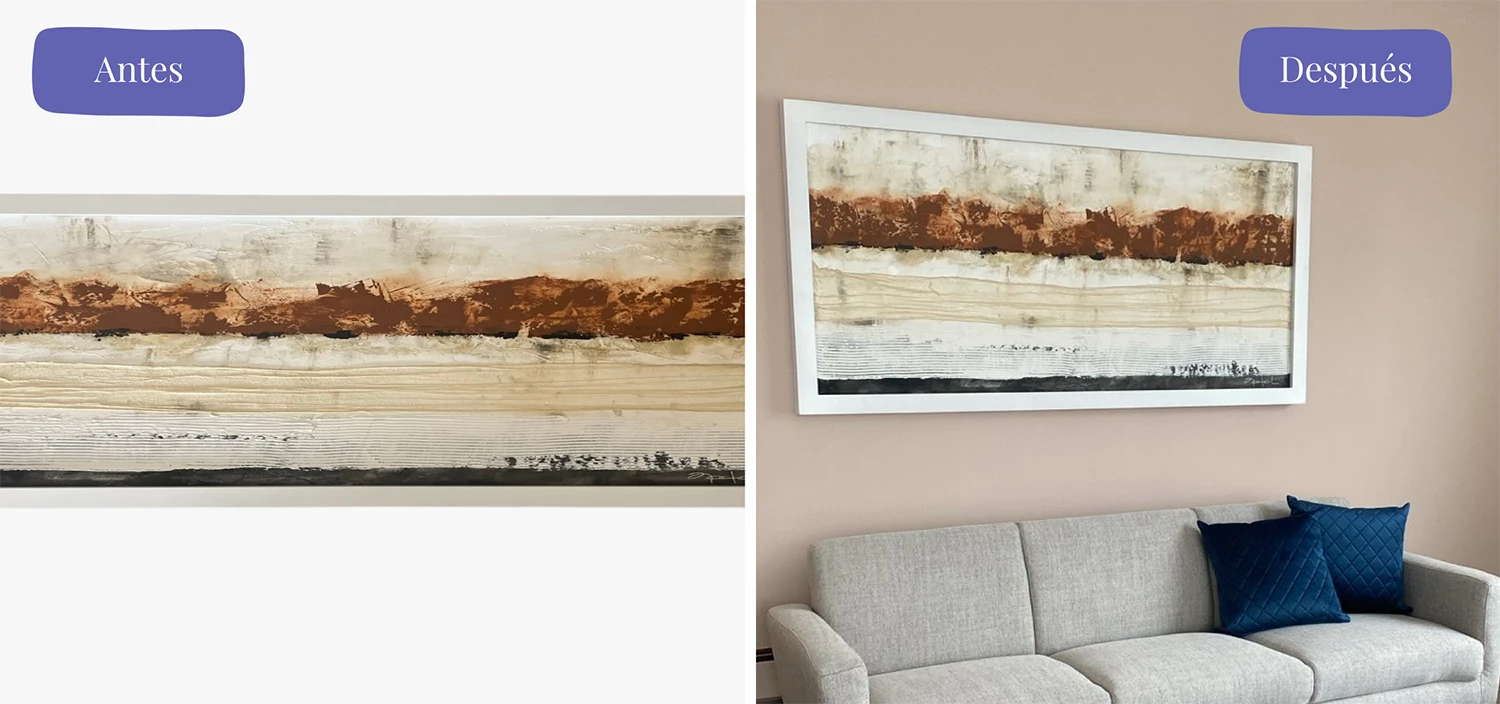 Antes y después, cuadro decorativo, sala, diseño de interiores CDMX, Yadmar